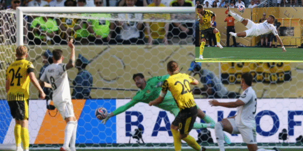 Real Madrid’s edge-of-your-seat 3-2 win against Borussia Dortmund in their Club World Cup clash, delivering the defining moment of the match.""