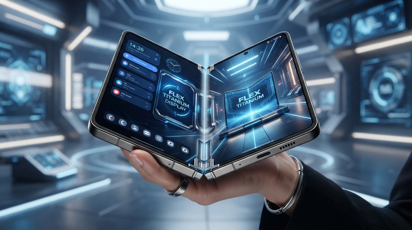 Samsung foldable phone with Flex Titanium display